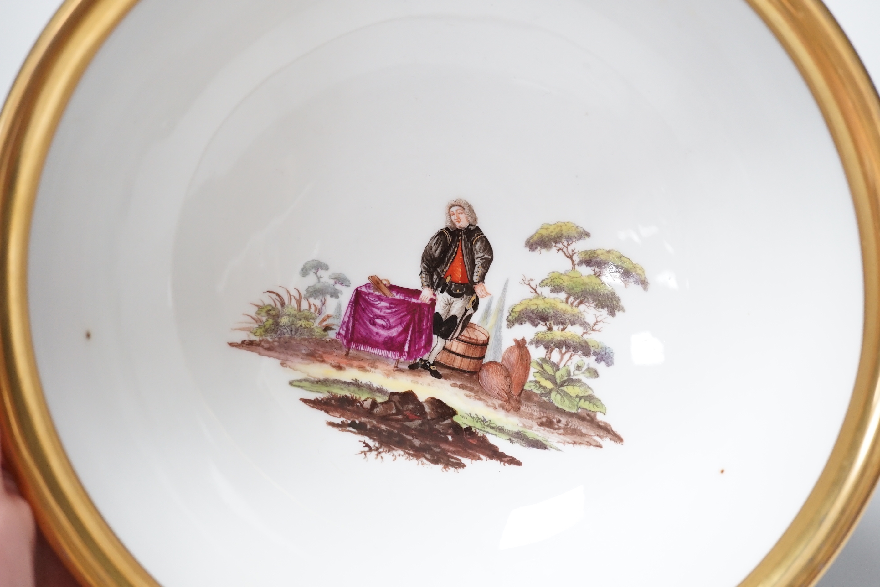 A Meissen footed ‘Miners’ bowl, special mark for 1814-15, 22cm diameter